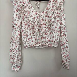 Forever 21 Floral Blouse - White and Red